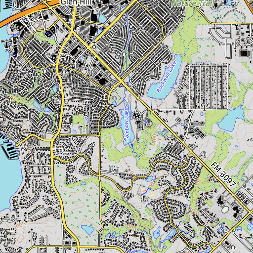 OpenTopoMap map of Rainbow Lake, TX