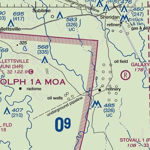 FAA VFR chart of Ryan Branch, TX