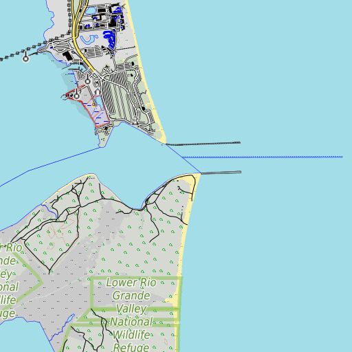OpenTopoMap map of South Jetty, TX