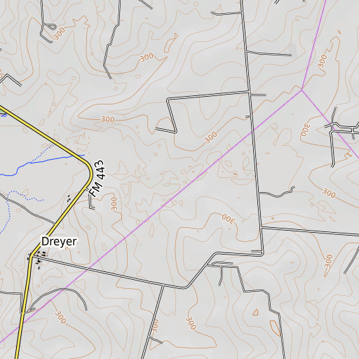 OpenTopoMap map of Turkey Bottom, TX