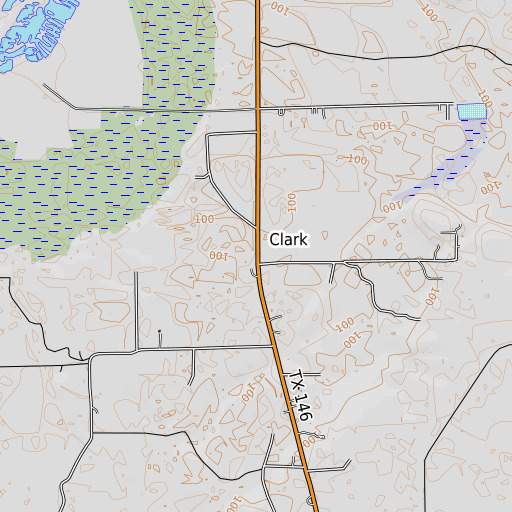OpenTopoMap map of Clark, TX