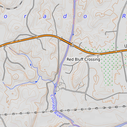 OpenTopoMap map of Red Bluff Crossing, TX