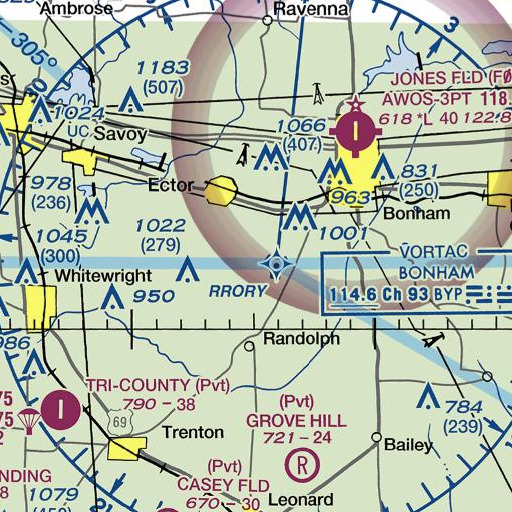 FAA VFR chart of Rogers, TX