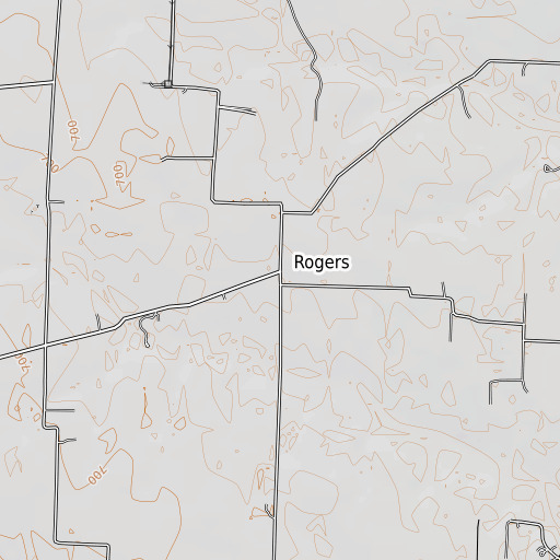 OpenTopoMap map of Rogers, TX
