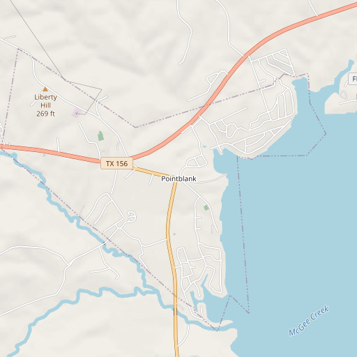 OpenStreetMap map of Pointblank, TX