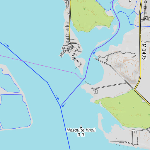 OpenTopoMap map of Shell Point, TX