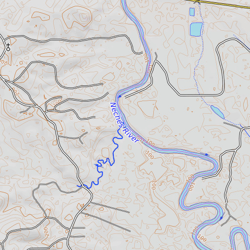 OpenTopoMap map of Pamplin Creek, TX