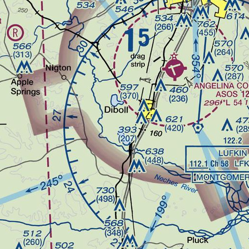 FAA VFR chart of Yellow Bluff, TX