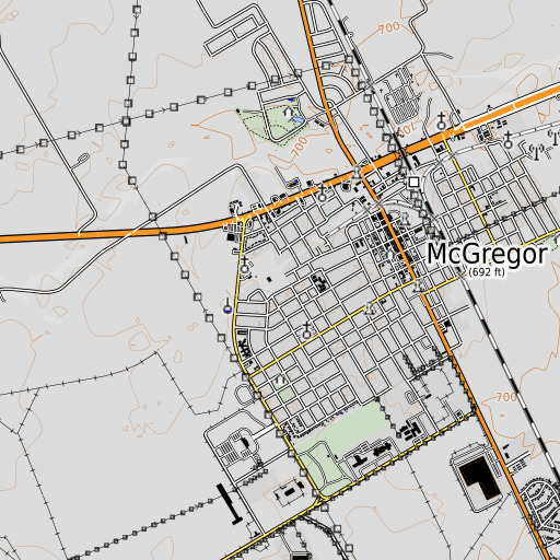OpenTopoMap map of T H Jenkins School, TX