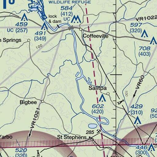 FAA VFR chart of Hatchitigbee Bar, AL