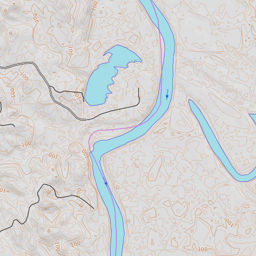 OpenTopoMap map of Hatchitigbee Bar, AL