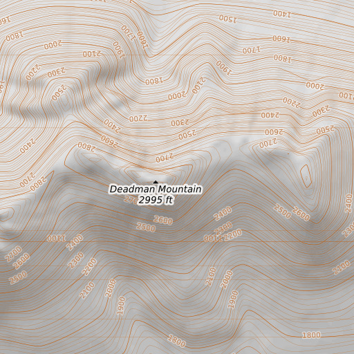OpenTopoMap map of Deadman Mountain, AK