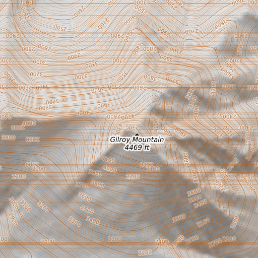 OpenTopoMap map of Gilroy Mountain, AK