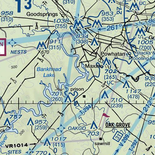 FAA VFR chart of Taylor Ferry (historical), AL