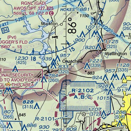 FAA VFR chart of Ohatchee High School, AL
