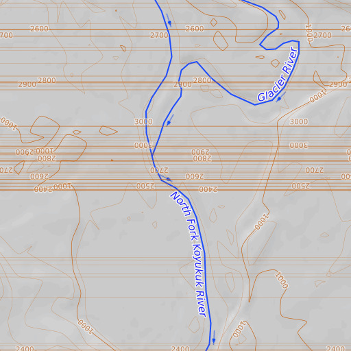 OpenTopoMap map of Squaw Rapids, AK