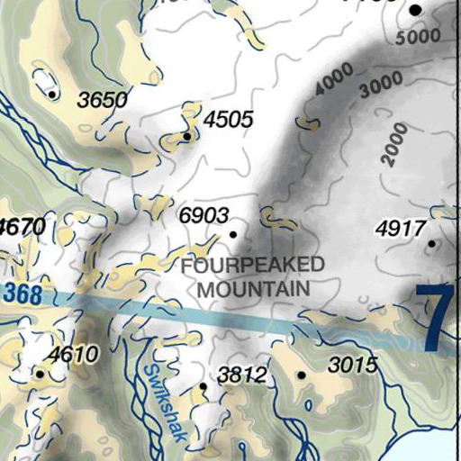 FAA VFR chart of Fourpeaked Mountain, AK