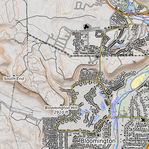 OpenTopoMap map of Bloomington Hill, UT