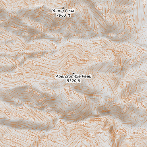 OpenTopoMap map of Abercrombie Peak, UT