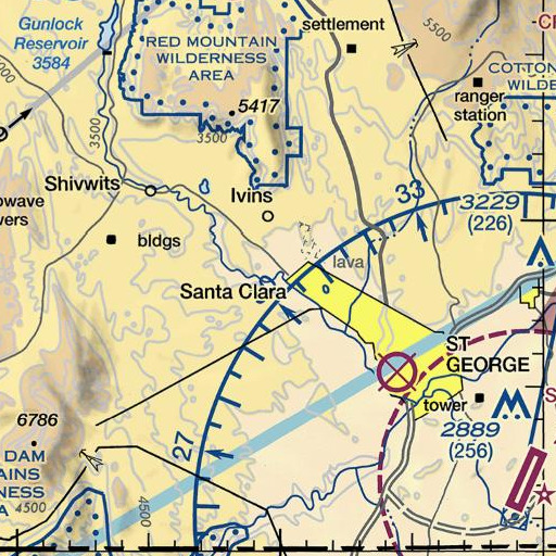FAA VFR chart of Graveyard Wash, UT