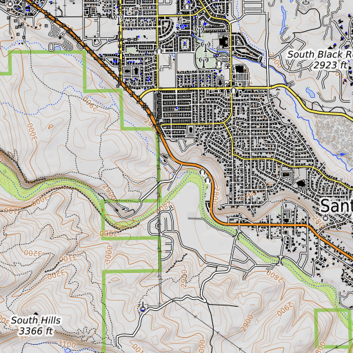 OpenTopoMap map of Graveyard Wash, UT