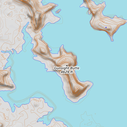 OpenTopoMap map of Gunsight Butte, UT