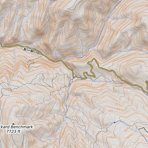 OpenTopoMap map of Packard Creek, UT