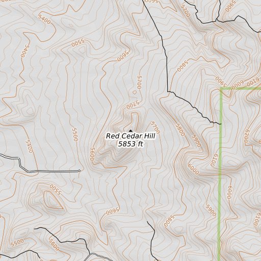 OpenTopoMap map of Red Cedar Hill, UT