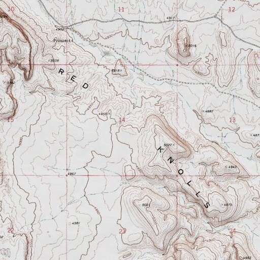 USGS 24K topo map of Red Knolls, UT