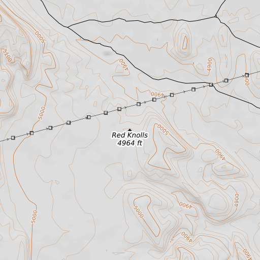 OpenTopoMap map of Red Knolls, UT