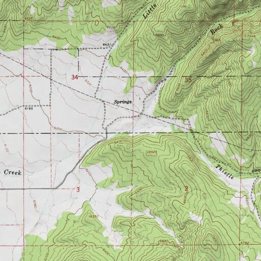 USGS 24K topo map of Rock Creek, UT