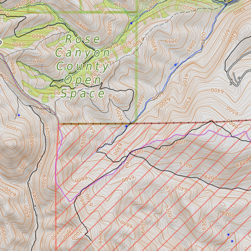 OpenTopoMap map of Rose Canyon Spring, UT