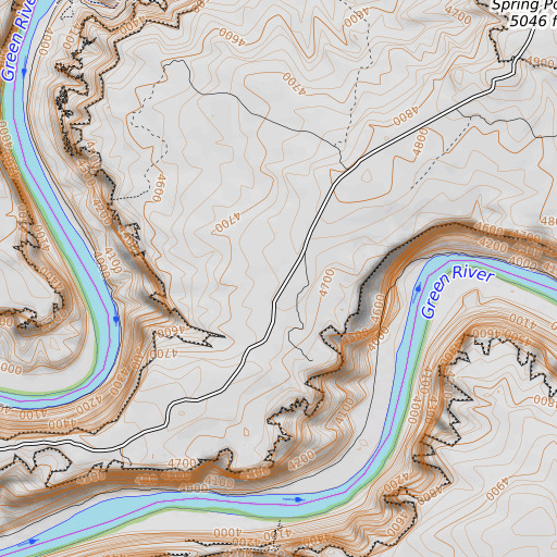 OpenTopoMap map of Spring Canyon Point, UT