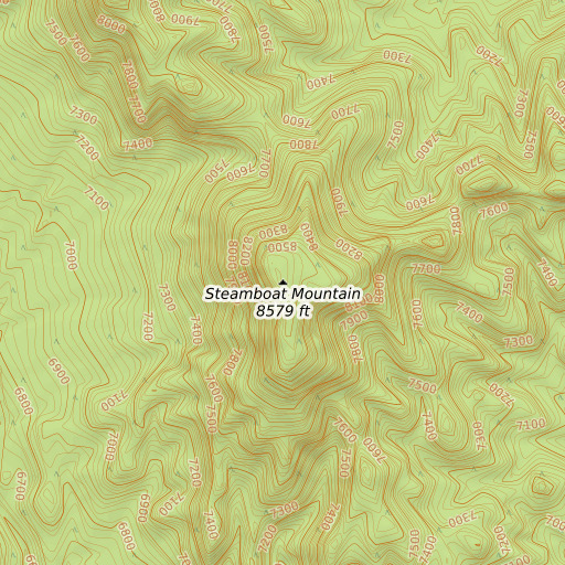 OpenTopoMap map of Steamboat Mountain, UT