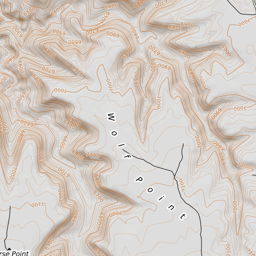 OpenTopoMap map of Wolf Point, UT