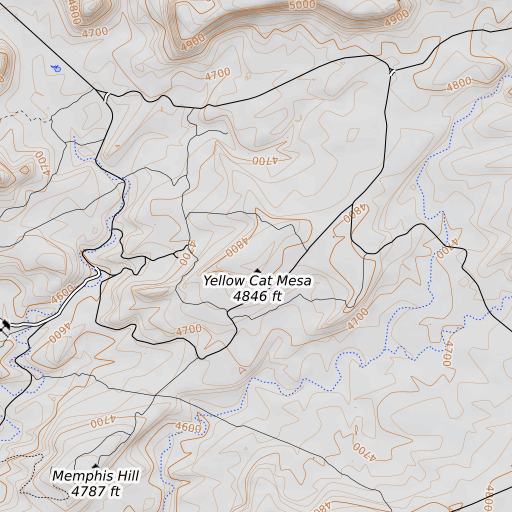 OpenTopoMap map of Yellow Cat Mesa, UT