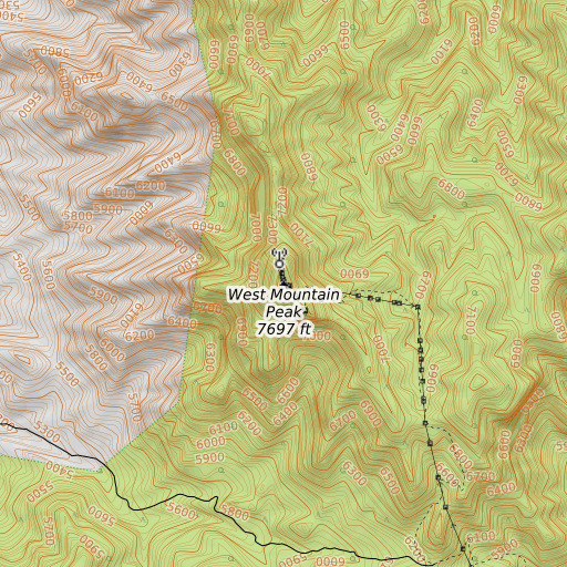 OpenTopoMap map of West Mountain Peak, UT
