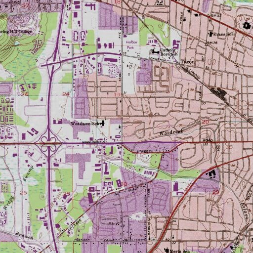 USGS 24K topo map of Saint Pius X School, AL