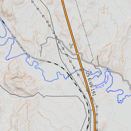 OpenTopoMap map of Woodside, UT