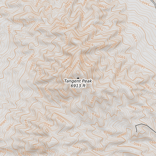 OpenTopoMap map of Tangent Peak, UT