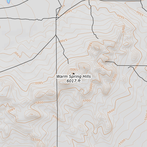 OpenTopoMap map of Warm Spring Hills, UT