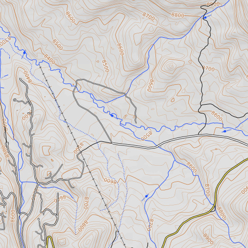 OpenTopoMap map of Christmas Tree Creek, UT