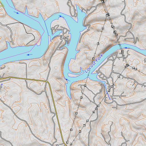 OpenTopoMap map of Beavers Point, AL