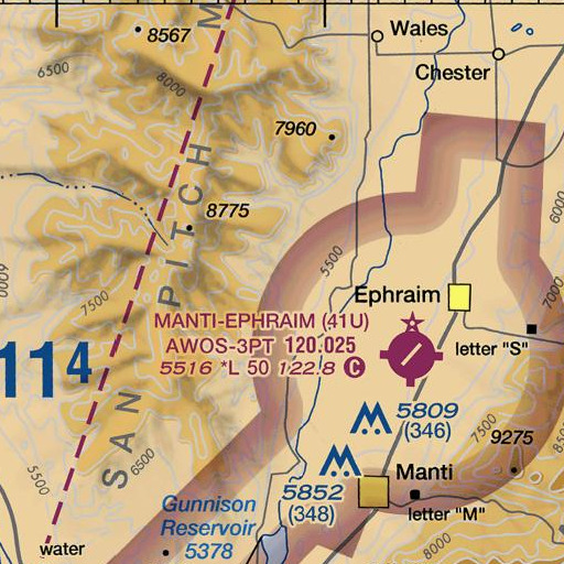 FAA VFR chart of Dry Canyon, UT