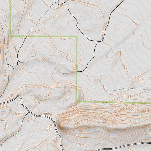 OpenTopoMap map of Fallon Creek, UT