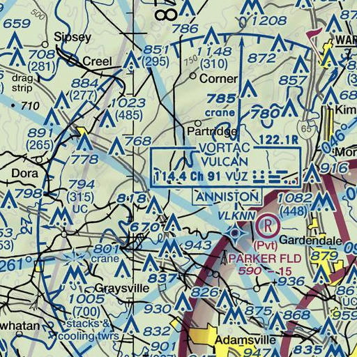 FAA VFR chart of Island Ford, AL