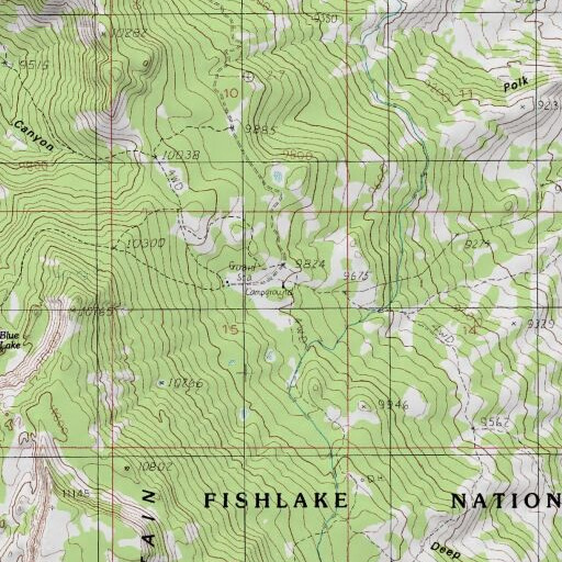 USGS 24K topo map of Elkhorn Campground, UT