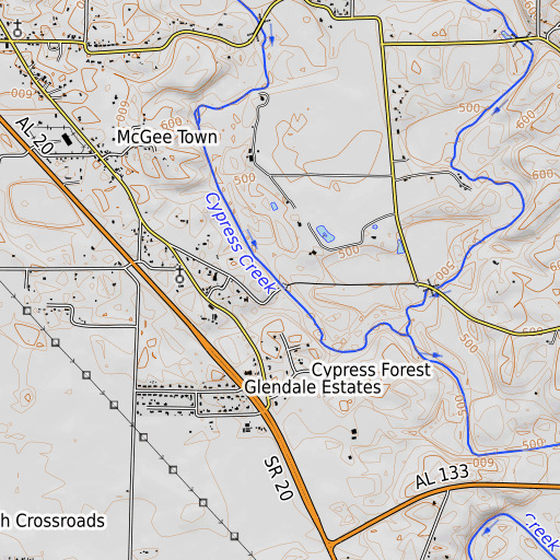 OpenTopoMap map of Jackson Ford, AL