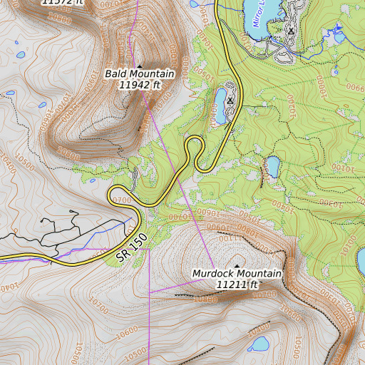 OpenTopoMap map of Bald Mountain Pass, UT
