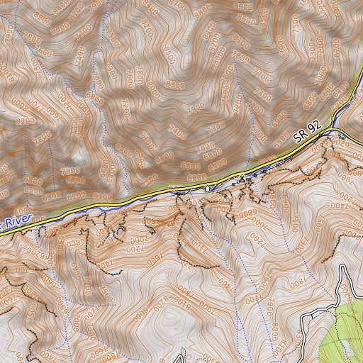 OpenTopoMap map of North Mill Campground, UT